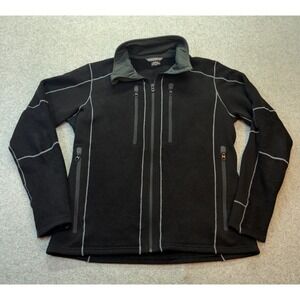Kuhl Mens Fleece Jacket Interceptr Black Gray Acrylic Blend M Regular Thumbloops